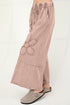 Mineral Wash Flower Applique Drawstring Cropped Wide Leg Pants